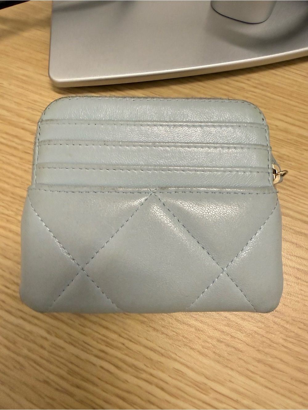 Authentic CHANEL Light Blue Quilted Leather Wallet with Gold Chain CC 👛🥰 - Picture 10 of 10